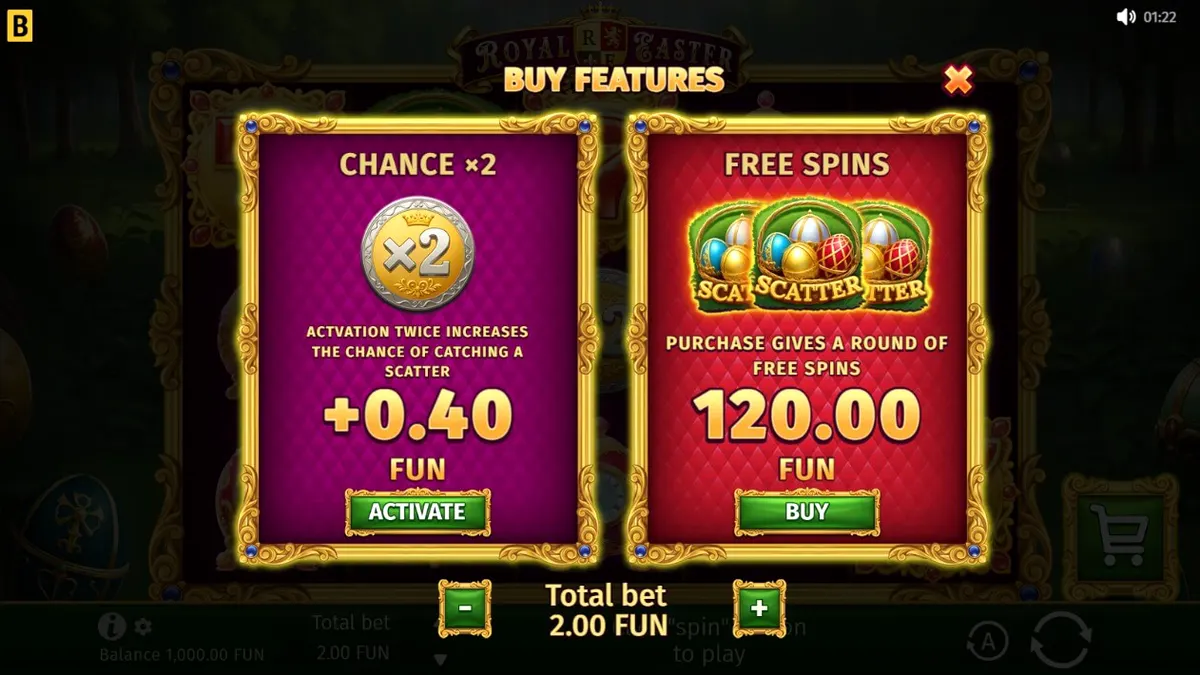 Tampilan visual slot Royal Easter dengan tema telur Fabergé yang mewah.