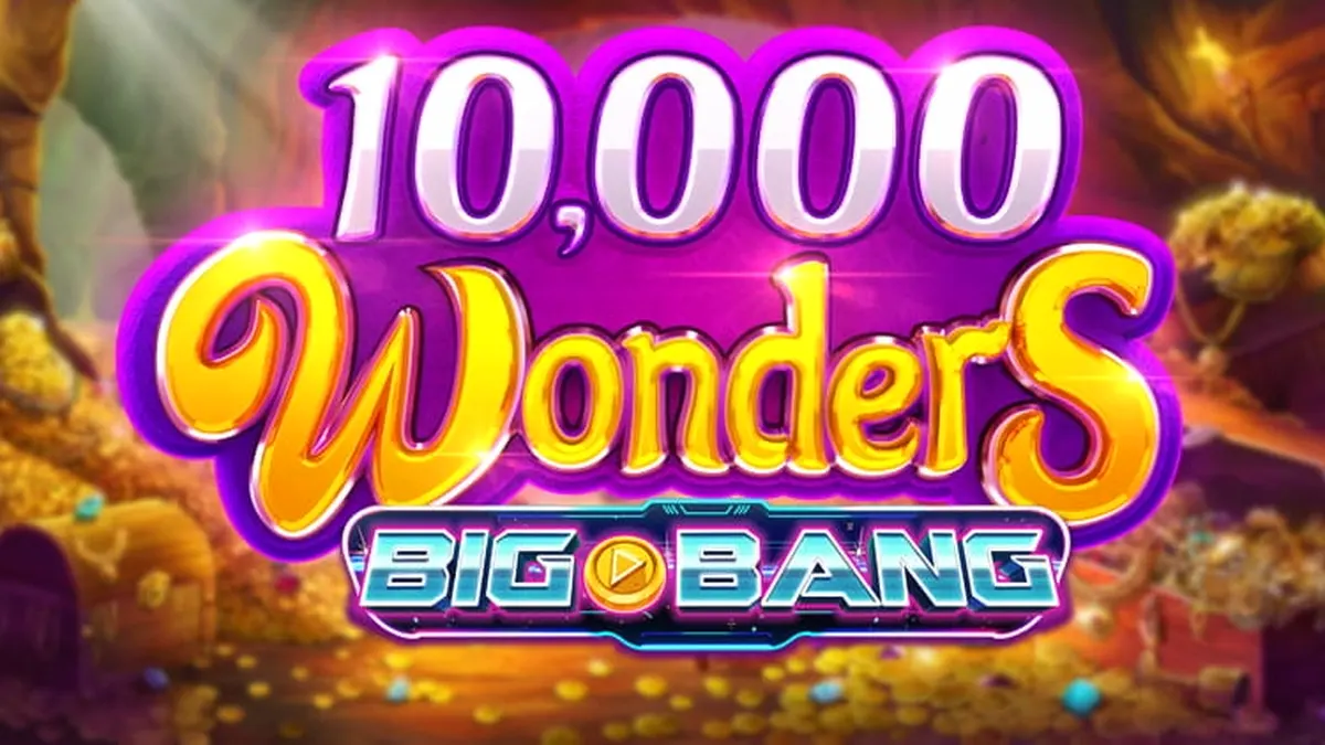 Tampilan visual slot 10,000 Wonders Big Bang dengan enam gulungan